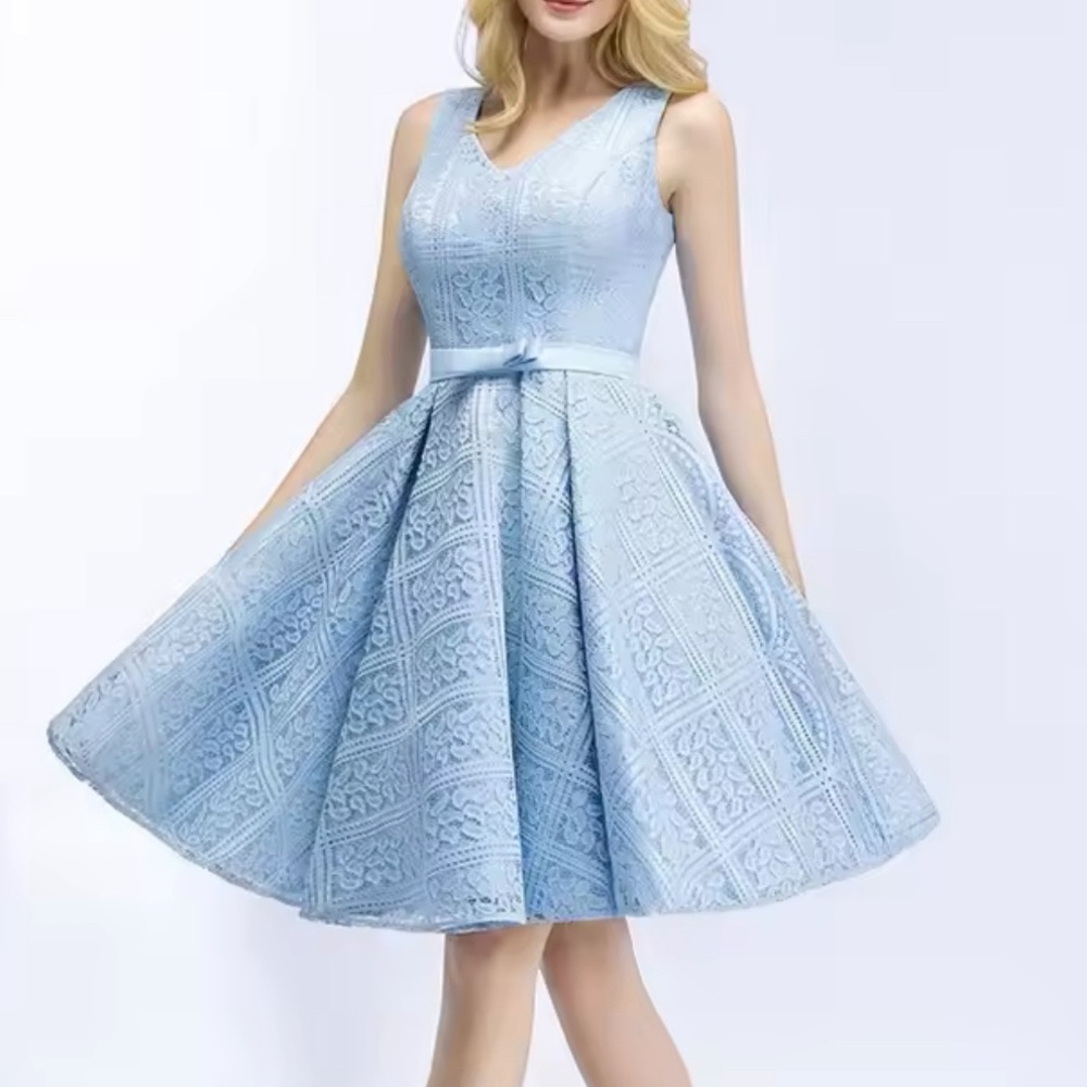 Blue Lace Cocktail Dress